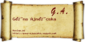 Güns Ajnácska névjegykártya